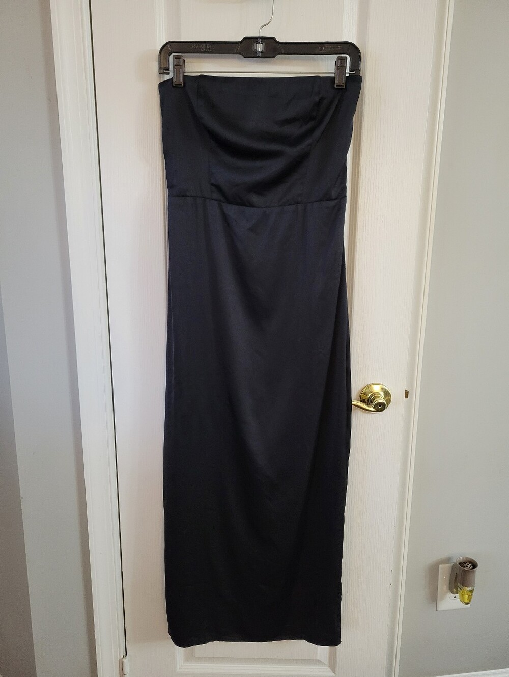 Abercrombie & Fitch Strapless Satin Sculpt Maxi Dress Black Size Small